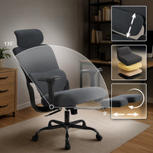 Laden Sie das Bild in den Galerie-Viewer, Bürostuhl LEES mit Fußablage, ergonomisch, Stoff, schwarz