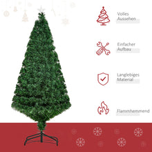 Laden Sie das Bild in den Galerie-Viewer, Weihnachtsbaum mit LED-Glasfaserbeleuchtung – 1,5 m, realistisches Design, flammhemmend