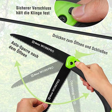 Laden Sie das Bild in den Galerie-Viewer, Japansäge, Handklappsäge: Hand-Klappsäge aus Carbonstahl mit Trapez-Verzahnung, 18 cm