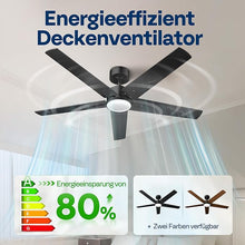 Laden Sie das Bild in den Galerie-Viewer, Deckenventilator mit LED Beleuchtung 132cm 6+1 Geschwindigkeiten Timer Leise Dimmbar Fernbedienung