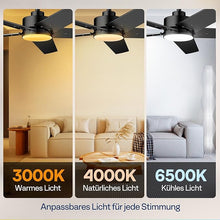 Laden Sie das Bild in den Galerie-Viewer, Deckenventilator mit LED Beleuchtung 132cm 6+1 Geschwindigkeiten Timer Leise Dimmbar Fernbedienung