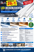 Laden Sie das Bild in den Galerie-Viewer, Neu: Deckenleuchte LED 40 Watt (Wie 400 Watt alte Röhren) 120 cm (3 Ausführungen), Bürolampe, Garage, Werkstatt.