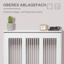 Laden Sie das Bild in den Galerie-Viewer, Heizkörperabdeckung mit Lamellendesign &amp; Ablage – Weiß, 90 cm