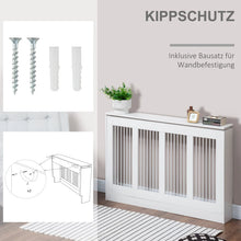 Laden Sie das Bild in den Galerie-Viewer, Heizkörperabdeckung mit Lamellendesign &amp; Ablagefläche – Weiß, 120 cm