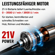 Laden Sie das Bild in den Galerie-Viewer, Sonderposten: Akku-Fuchsschwanz Säge 3000rpm mit 2 Akkus. Mit 4 Sägeblättern. Elektrische Reciprosäge (Säbelsäge)