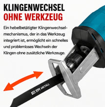 Laden Sie das Bild in den Galerie-Viewer, Sonderposten: Akku-Fuchsschwanz Säge 3000rpm mit 2 Akkus. Mit 4 Sägeblättern. Elektrische Reciprosäge (Säbelsäge)