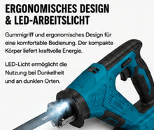 Laden Sie das Bild in den Galerie-Viewer, Sonderposten: Akku-Fuchsschwanz Säge 3000rpm mit 2 Akkus. Mit 4 Sägeblättern. Elektrische Reciprosäge (Säbelsäge)