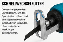 Laden Sie das Bild in den Galerie-Viewer, Sonderposten: Akku-Fuchsschwanz Säge 3000rpm mit 2 Akkus. Mit 4 Sägeblättern. Elektrische Reciprosäge (Säbelsäge)
