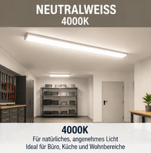 Laden Sie das Bild in den Galerie-Viewer, Neu: Deckenleuchte LED 40 Watt (Wie 400 Watt alte Röhren) 120 cm (3 Ausführungen), Bürolampe, Garage, Werkstatt.