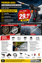 Laden Sie das Bild in den Galerie-Viewer, Sonderposten 29,90 €: Akku-Hochdruckreiniger mit 2 Akkus inkl. Ladegerät und viel Zubehör!