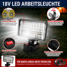 Laden Sie das Bild in den Galerie-Viewer, Extrem helle professionelle Akku-LED-Arbeitsleuchte 7 Zoll – 59 LEDs / 180 W. Passend zu unseren Akkus.