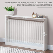 Laden Sie das Bild in den Galerie-Viewer, Heizkörperabdeckung mit Lamellendesign &amp; Ablagefläche – Weiß, 120 cm