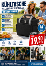 Laden Sie das Bild in den Galerie-Viewer, Designer-Kühltasche 14 Liter – Hält Getränke kalt. Auch mit Kühl-Akkus zu verwenden.