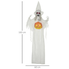 Laden Sie das Bild in den Galerie-Viewer, Lebensgroße alte Halloween-Hexe, Soundfunktion, mit Bewegungssensor und LED-Lichtern, 183 cm, weiß