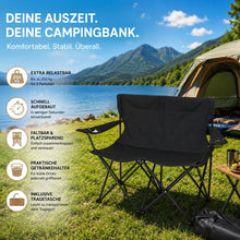 Laden Sie das Bild in den Galerie-Viewer, Campingsofa faltbar Camping Bank schwarz. Faltbar für 2 Personen. Nur 3,2 Kg. Immer dabei.