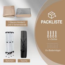 Laden Sie das Bild in den Galerie-Viewer, Faltpavillon 3 x 3 m Pop-Up – Partyzelt, Eventzelt &amp; Gartenzelt mit 4 Moskitonetzen in Grau, Blau oder beige