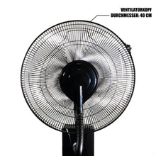 Laden Sie das Bild in den Galerie-Viewer, Nebelventilator Standventilator Ø40 cm Luftkühler Ventilator 80 Watt mit 1,2 Liter Wassertank für Ultraschallnebel