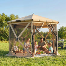 Laden Sie das Bild in den Galerie-Viewer, Faltpavillon Popup Sechseck, wasserdicht, 3x2,6 m, Khaki