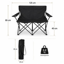 Laden Sie das Bild in den Galerie-Viewer, Campingsofa faltbar Camping Bank schwarz. Faltbar für 2 Personen. Nur 3,2 Kg. Immer dabei.
