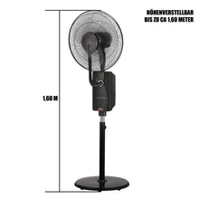 Laden Sie das Bild in den Galerie-Viewer, Nebelventilator Standventilator Ø40 cm Luftkühler Ventilator 80 Watt mit 1,2 Liter Wassertank für Ultraschallnebel