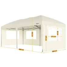 Laden Sie das Bild in den Galerie-Viewer, Faltpavillon 3 x 6 m – (Preiswert) Pop-Up Pavillon inklusive Tragetasche. Sonnenschutz und leichter Regen. Mit 6 Seitenteilen.