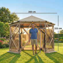 Laden Sie das Bild in den Galerie-Viewer, Faltpavillon Popup Sechseck, wasserdicht, 3x2,6 m, Khaki