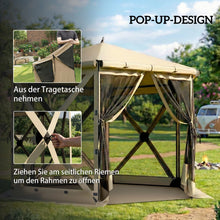 Laden Sie das Bild in den Galerie-Viewer, Faltpavillon Popup Sechseck, wasserdicht, 3x2,6 m, Khaki