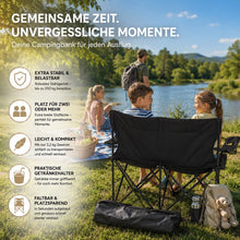 Laden Sie das Bild in den Galerie-Viewer, Campingsofa faltbar Camping Bank schwarz. Faltbar für 2 Personen. Nur 3,2 Kg. Immer dabei.
