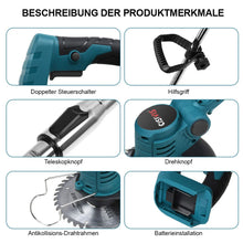 Laden Sie das Bild in den Galerie-Viewer, Sonderposten: Akku-Rasentrimmer (blau) mit 2 Lithium-Akkus und Ladegerät Freischneider Motorsense