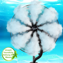 Laden Sie das Bild in den Galerie-Viewer, Nebelventilator Standventilator Ø40 cm Luftkühler Ventilator 90 Watt mit 2,8 Liter Wassertank für Ultraschallnebel
