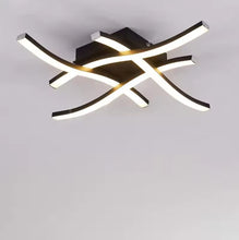 Laden Sie das Bild in den Galerie-Viewer, Schwarze LED-Deckenleuchte – dimmbare 24W Deckenlampe in Chrom-Alu für Büro, Wohnzimmer &amp; Flur