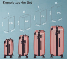 Laden Sie das Bild in den Galerie-Viewer, Kofferset (2026) 4-teilig komplett. Hartschalenkoffer. Reisekoffer. Komplettset.