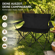 Laden Sie das Bild in den Galerie-Viewer, Campingsofa faltbar Camping Bank schwarz. Faltbar für 2 Personen. Nur 3,2 Kg. Immer dabei.