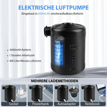 Laden Sie das Bild in den Galerie-Viewer, Elektrische USB Akkupumpe 6000mAh Luftpumpe Pool Schlauchboote Luftmatratze Gebläse