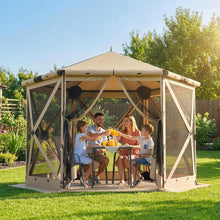 Laden Sie das Bild in den Galerie-Viewer, Faltpavillon Popup Sechseck, wasserdicht, 3x2,6 m, Khaki