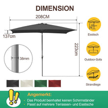 Laden Sie das Bild in den Galerie-Viewer, Kurbel-Sonnenschirm mit Stahlgestänge 210x140 cm rechteckige Form. Verschiedene Farben