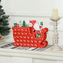 Laden Sie das Bild in den Galerie-Viewer, Adventskalender Weihnachtsmann mit Schlitten, 24 Fächer, wiederverwendbar, 22,5x8x36 cm, Rot