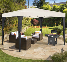 Laden Sie das Bild in den Galerie-Viewer, Luxus-Pavillon 3x3m aus robustem Polyrattan. Dauerhaft aufstellbar. UV-beständig. Schwarz oder Beige.